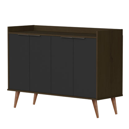 Buffet Accent Chest With Six Shelves - Dark Brown And Black