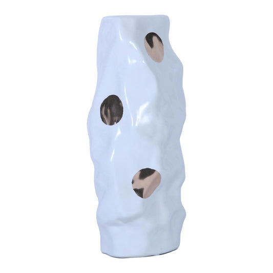 Modern And Elegant White Ceramic Vase With Gold Design