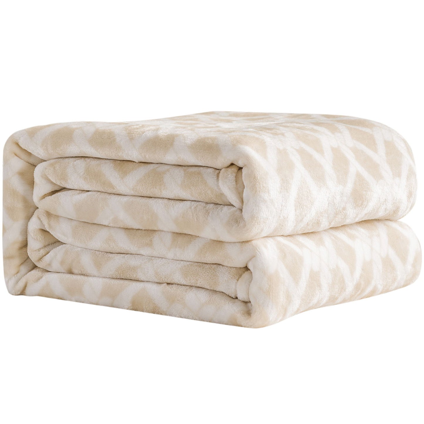 Plaid Flannel Sherpa Throw Blanket - Ivory