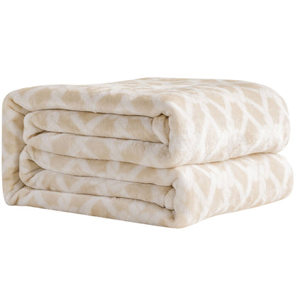 Plaid Flannel Sherpa Throw Blanket Ivory