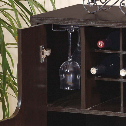 Wine Cabinet With Two Doors Removeable Wine Bottle Rack Metal Wine Glass Racks Four Shelves - Red Cocoa