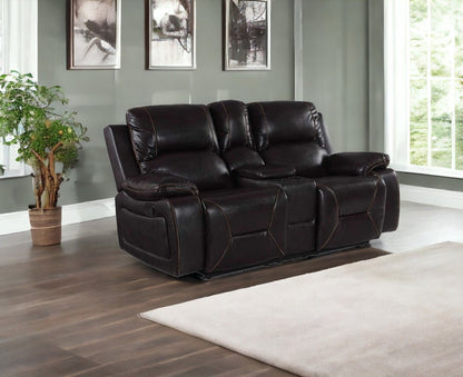 Love Seat Faux Leather Manual Reclining With Storage - Brown