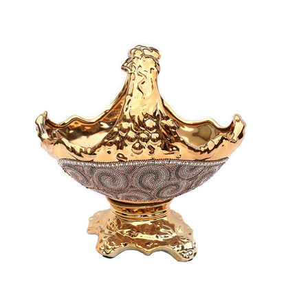 Ambrose Chrome Plated Crystal Embellished Fruit Platter - Gold