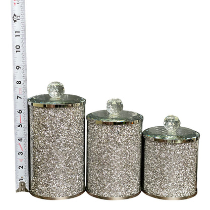 Ambrose Exquisite Three Glass Canister Set In Gift Box - Silver