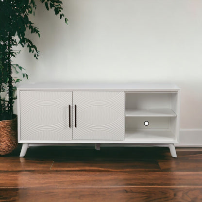 Mahogany Solids & Veneer Open Shelving TV Stand - White