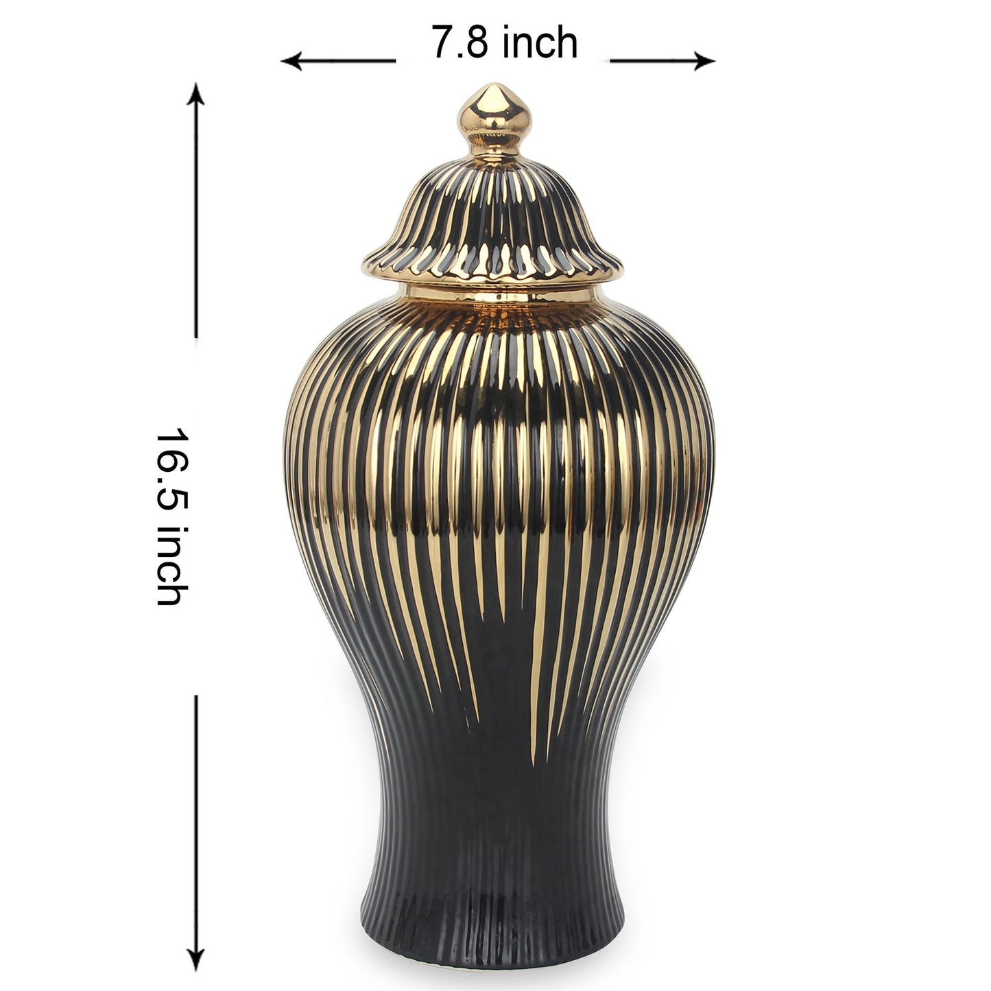 Design Ceramic Decorative Ginger Jar Vase - Black / Gold