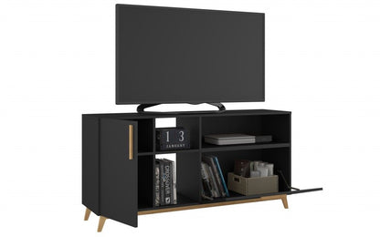 Modern Asymmetrical TV Stand - Black / Natural