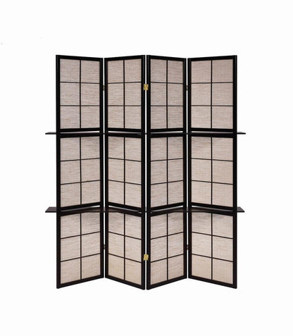 Iggy - 4-Panel Folding Screen With Removable Shelves Tan And - Cappuccino