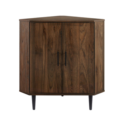 Contemporary 2 Door Mixed-Material Corner Accent Cabinet