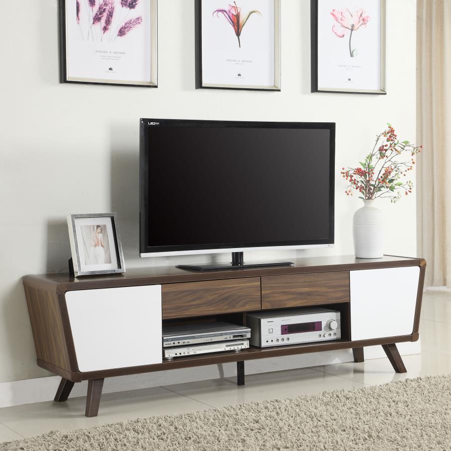 Alvin - 2 Door Engineered Wood TV Stand - Dark Walnut