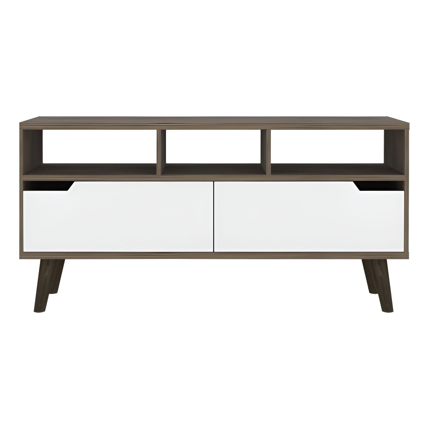 Particle Board Open Shelving TV Stand - Brown / White