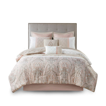 8 Piece Comforter Set In Blush