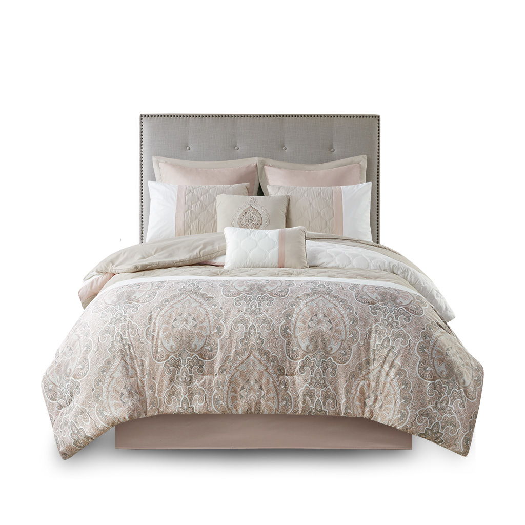 8 Piece Comforter Set, Blush