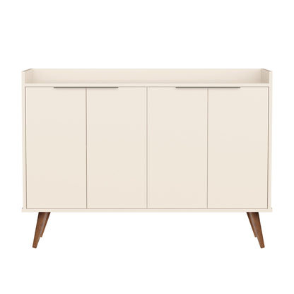 Buffet Accent Chest With Six Shelves - Off-White And Natural