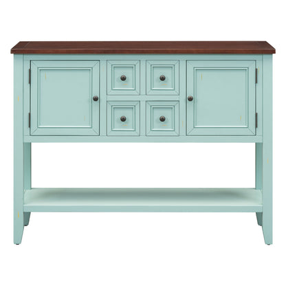 Gewnee - Console Table With 4 Storage Drawers - Blue