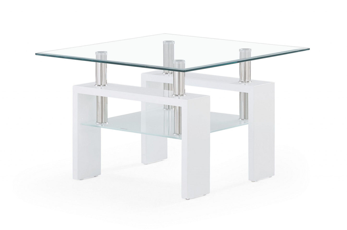 Glass End Table - White / Clear