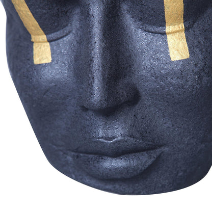 Ceramic Face Sculpture Vase In Black With Gold Accent - Unique And Eye-Catching Home Decor