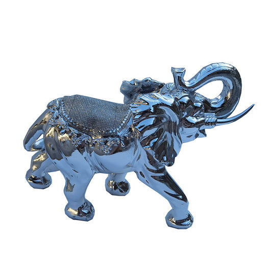 Ambrose Delightfully Extravagant Chrome Plated Elephant With Embedded Crystal Saddle (11. 5" X 5"W X 8. 5"H)