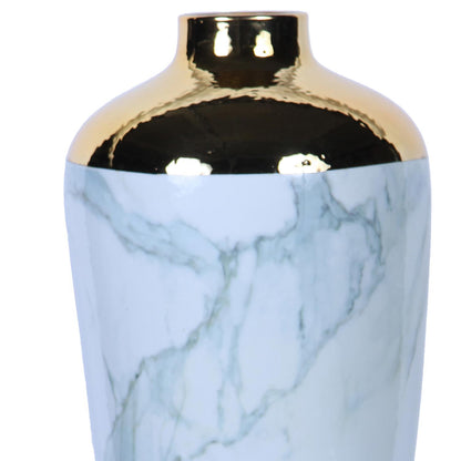 Elegant Celadon Marble Ceramic Vase With Gold Accents - Timeless Home Decor