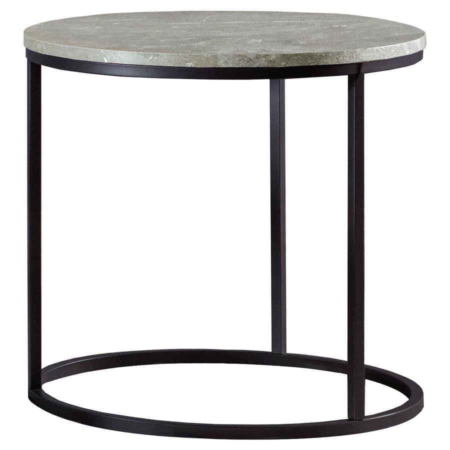 Lainey - Round Faux Marble Side End Table - Gray