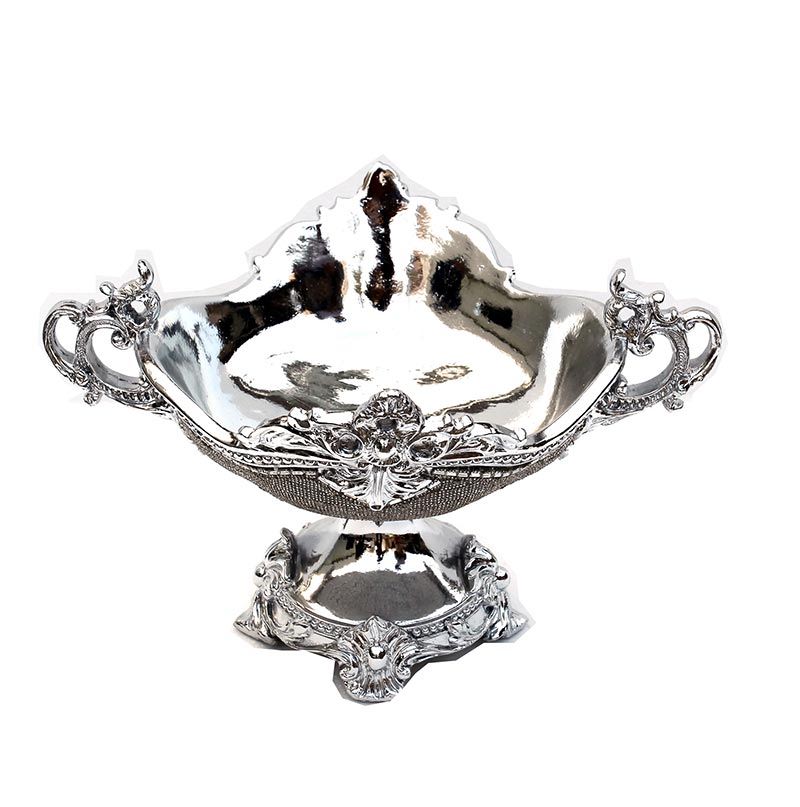 Ambrose - Chrome Plated Crystal Embellished Fruit Platter - Silver