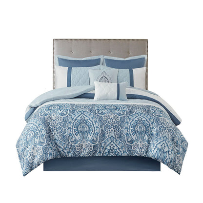 8 Piece Comforter Set In Blue