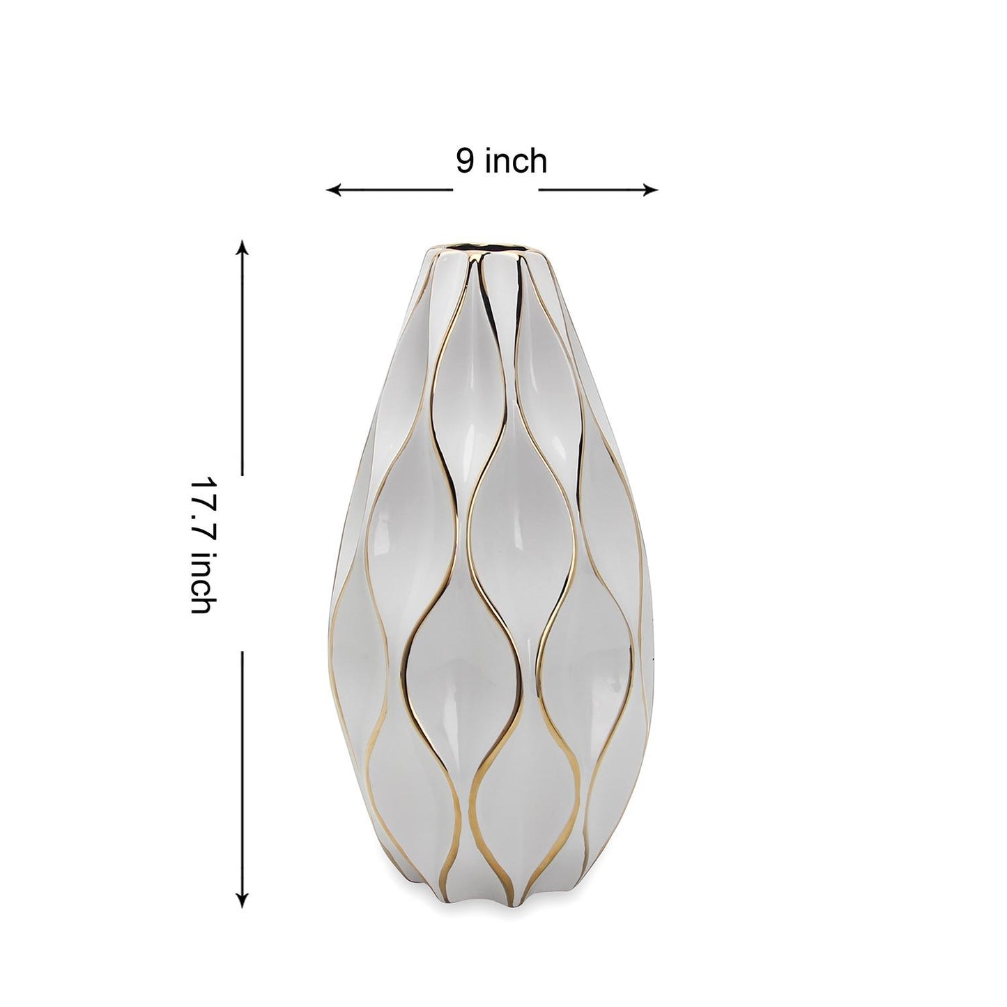 Elegant Ceramic Vase With Gold Accents - Timeless Home Decor - White