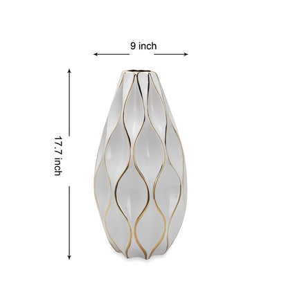 Elegant Ceramic Vase With Gold Accents - Timeless Home Decor - White