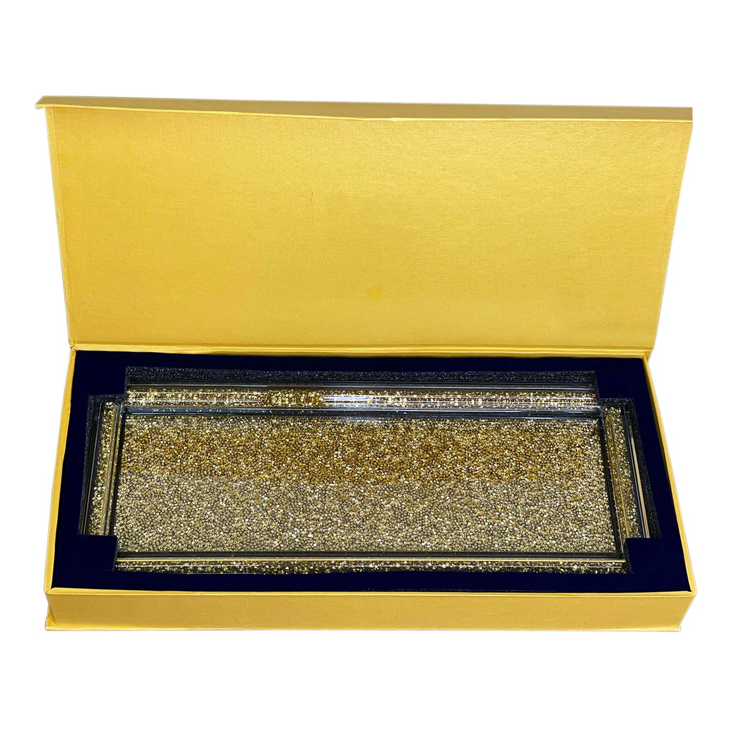 Ambrose Exquisite Three Glass Canister With Tray In Gift Box Gold