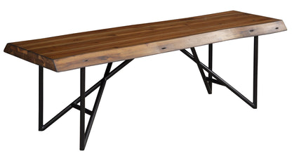 Wood Dining Bench - Brown / Black