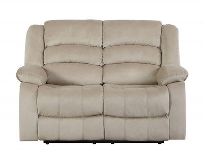 Microfiber Manual Reclining Loveseat - Beige