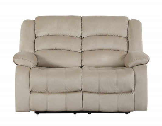 Microfiber Manual Reclining Loveseat - Beige