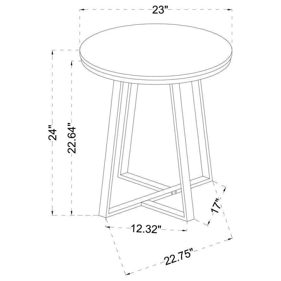 Hugo - Round Faux Marble End Table - White And Matte Black