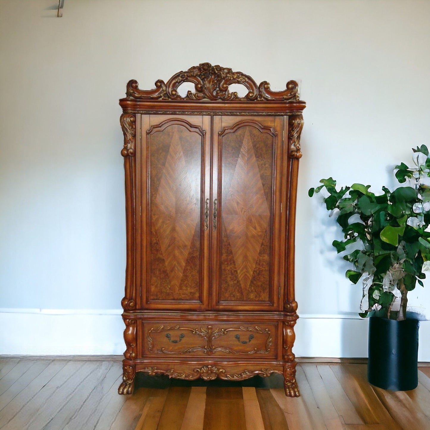 Wood Cabinet Enclosed Storage Entertainment Center - Brown