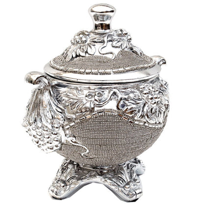 Ambrose Chrome Plated Crystal Embellished Lidded Ceramic Bowl (9 In. X 7 In. X 9. 5 In.) - Silver