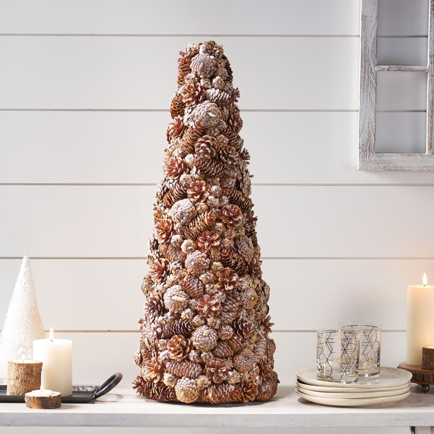 Pine Cone Table Top Tree - Champagne