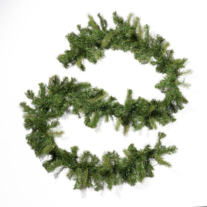 Pe Mixed Spruce Garland With 50 Warm White LED Lights With Timer - Battery Operated - Outdoor