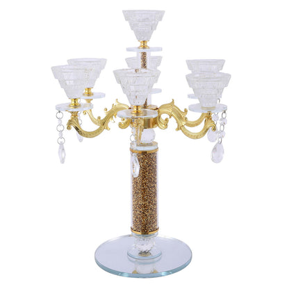 Ambrose Candle Holder With Pendants (Holds 7 Candles) - Gold