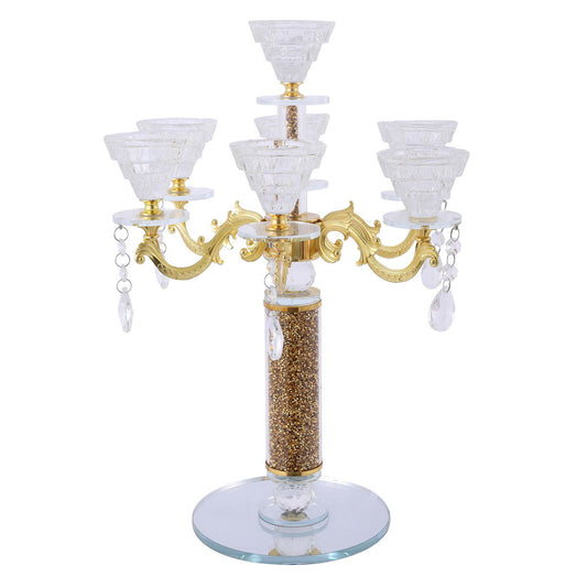 Ambrose Candle Holder With Pendants (Holds 7 Candles) - Gold