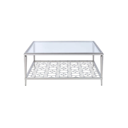 Naiya - Coffee Table - Nickel & Clear Glass