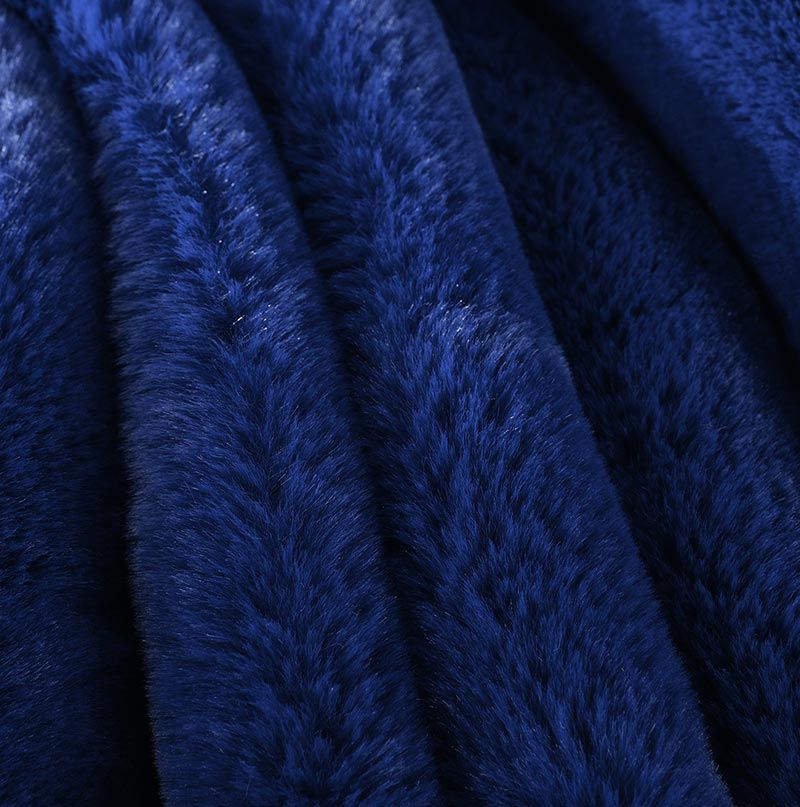 Cassilda Luxury Chinchilla Faux Fur Throw Blanket (50" X 60") - Navy Blue