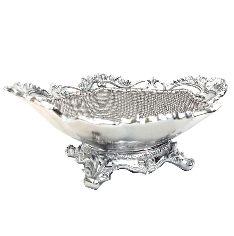 Ambrose Chrome Plated Crystal Embellished Ceramic Bowl - Silver