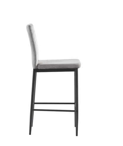 light gray bar stool, velvet stool, modern bar chair, bar stool with metal legs, kitchen stool, dining chair, 2-piece set