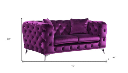 Velvet Loveseat - Purple / Silver