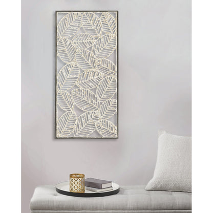 Paper Cloaked Leaves Metal Framed Decor Panel