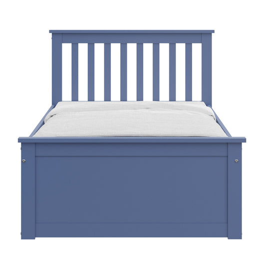 Solid Wood Twin Bed With Pull Out Trundle - Blue