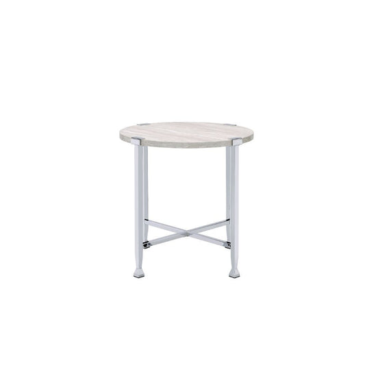 Brecon - End Table - White Oak & Chrome