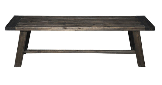 Distressed Wood Dining Bench - Gray / Dark Brown