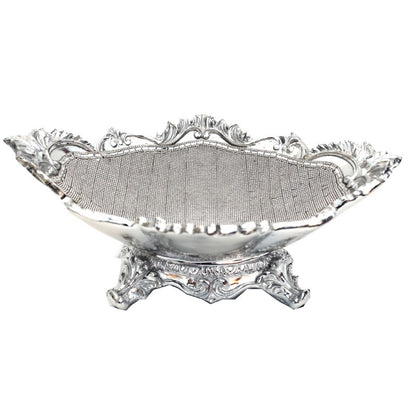 Ambrose Chrome Plated Crystal Embellished Ceramic Bowl - Silver