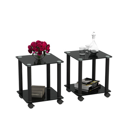 Side Table, 2 Tier Space End Table, Modern Night Stand, Sofa Table, Side Table With Storage Shelve